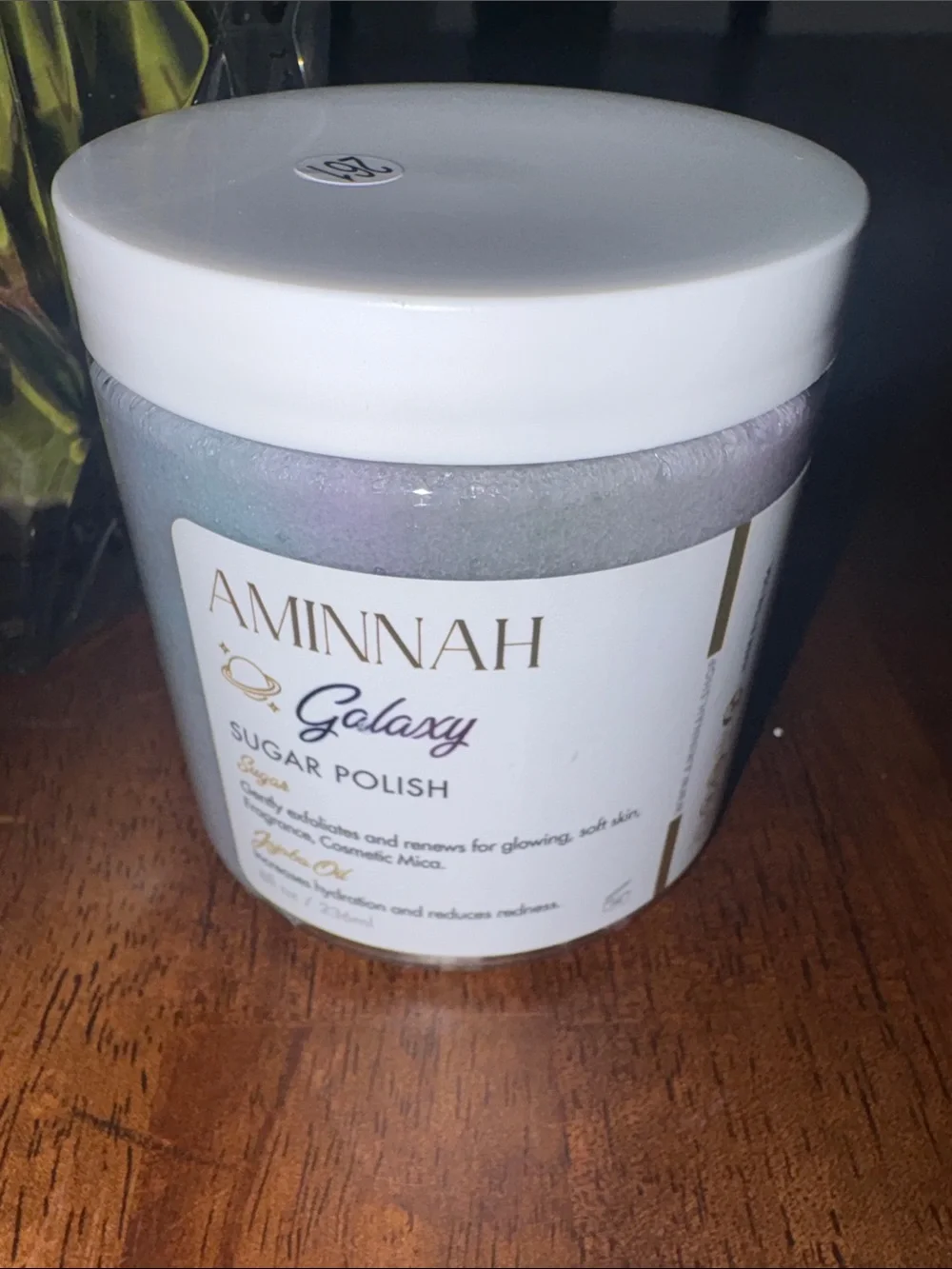 Aminnah Galaxy Sugar Polish – Iridescent Lavender Body Scrub. New